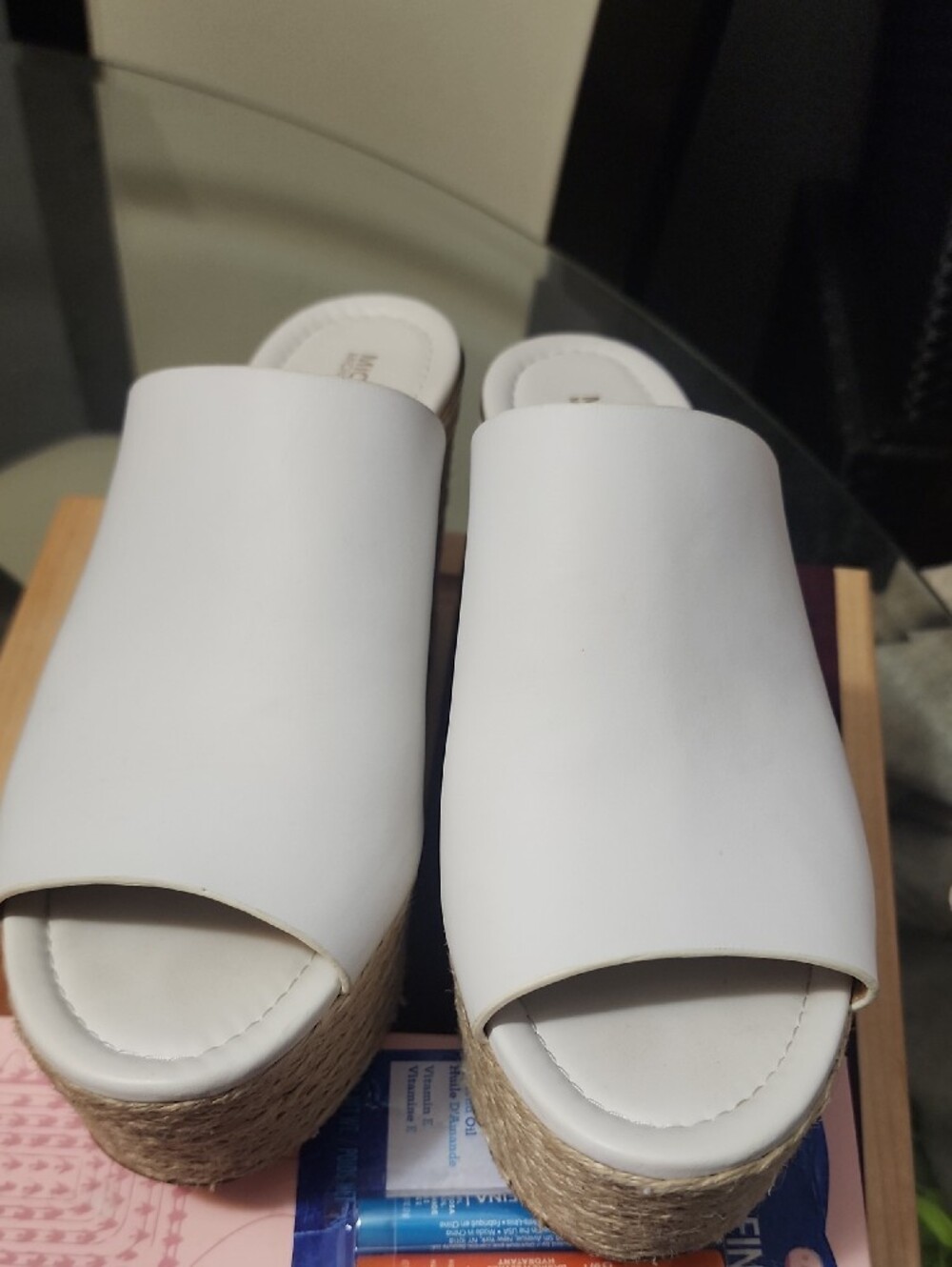 Michael Kors White Braided Espadrille Wedge Mule...size 10 - Picture 3 of 5